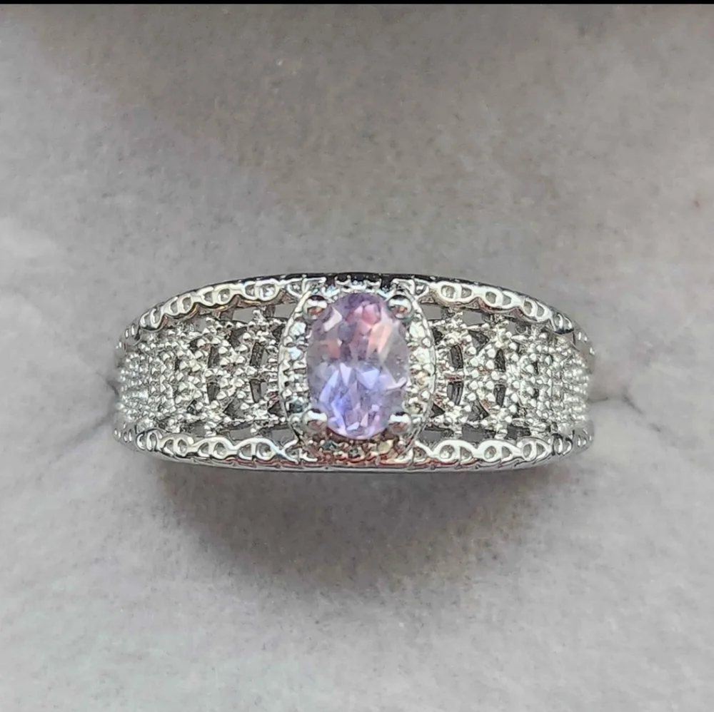Amethyst ring adjustable size band